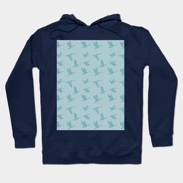 Flying Birds Pattern Blue Hoodie by DrawingEggen